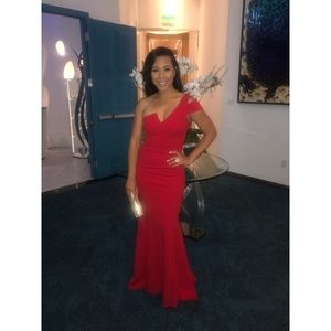 betsy and adam one shoulder a line gown